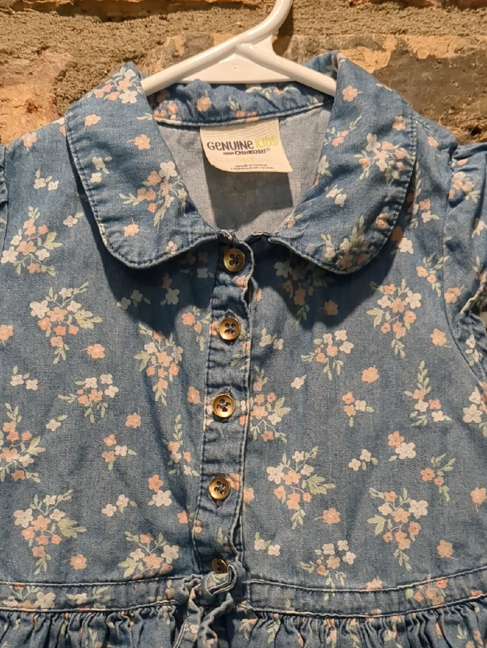 OshKosh B'gosh Genuine Light Blue Floral Denim Jean Dress, Size 4T